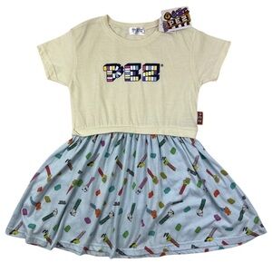 PEZ Candy Dispenser Retro Print Graphic Girls Short Sleeve Dress - Size 8